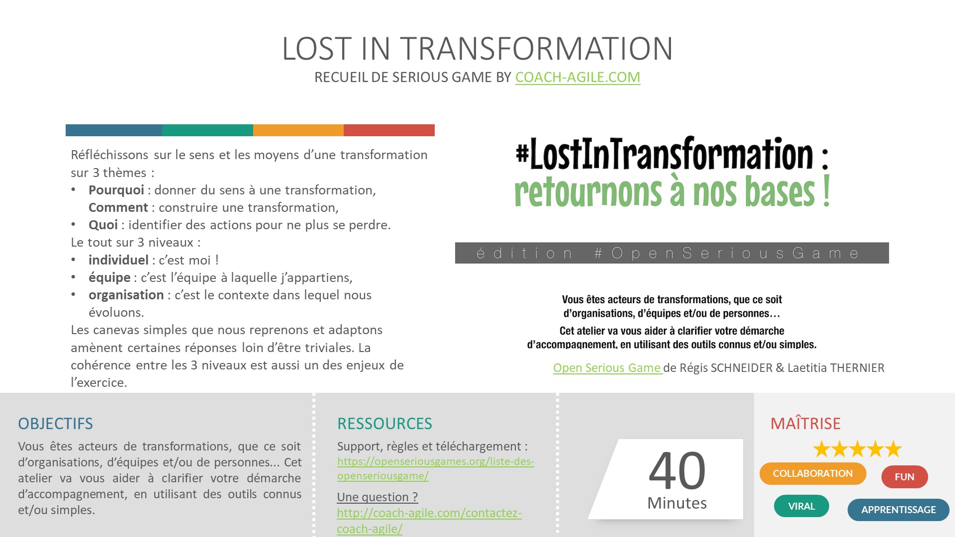 SERIOUS GAME : LOST IN TRANSFORMATION
